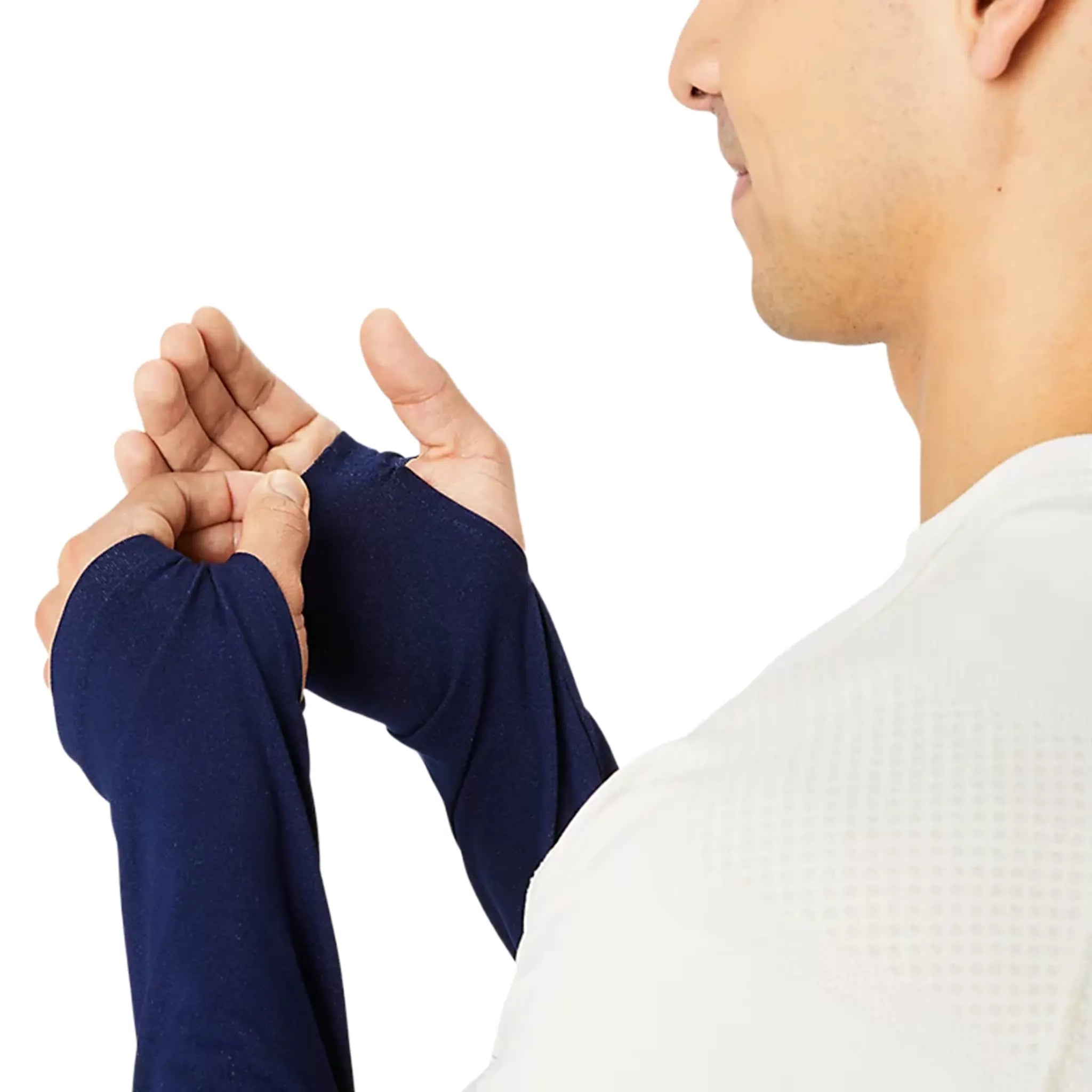 Sleeve View of Asics Seamless Men’s L/S Birch Blue T Shirt 2011C394-200